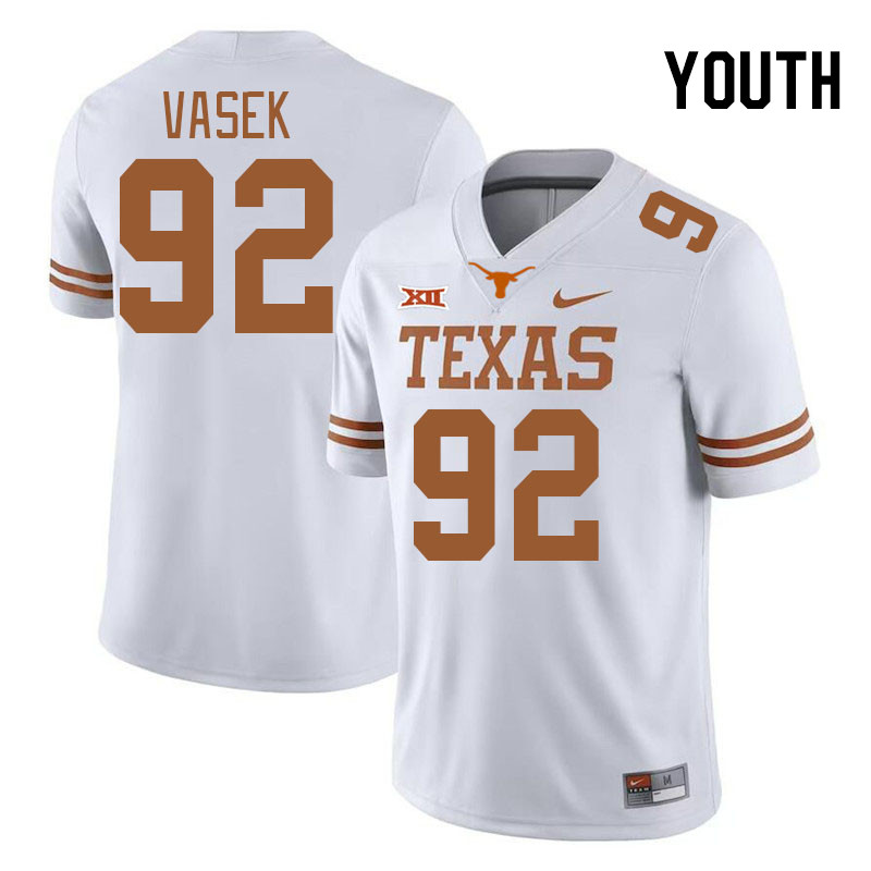 Youth #92 Colton Vasek Texas Longhorns 2023 College Football Jerseys Stitched-White